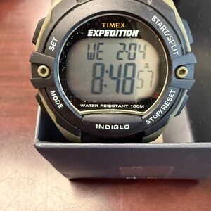 Timex Expedition Men’s Watch 41mm TW4B28500 Black & Green Compass WR 100M New